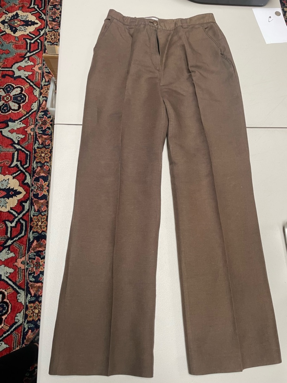 Basler Brown linen trousers/pants  size M with a relaxed fit #linenpants #summer